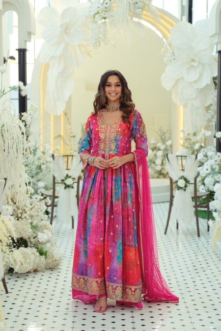 Multi Colour D 9874 By Zaveri Chinon Readymade Suits 